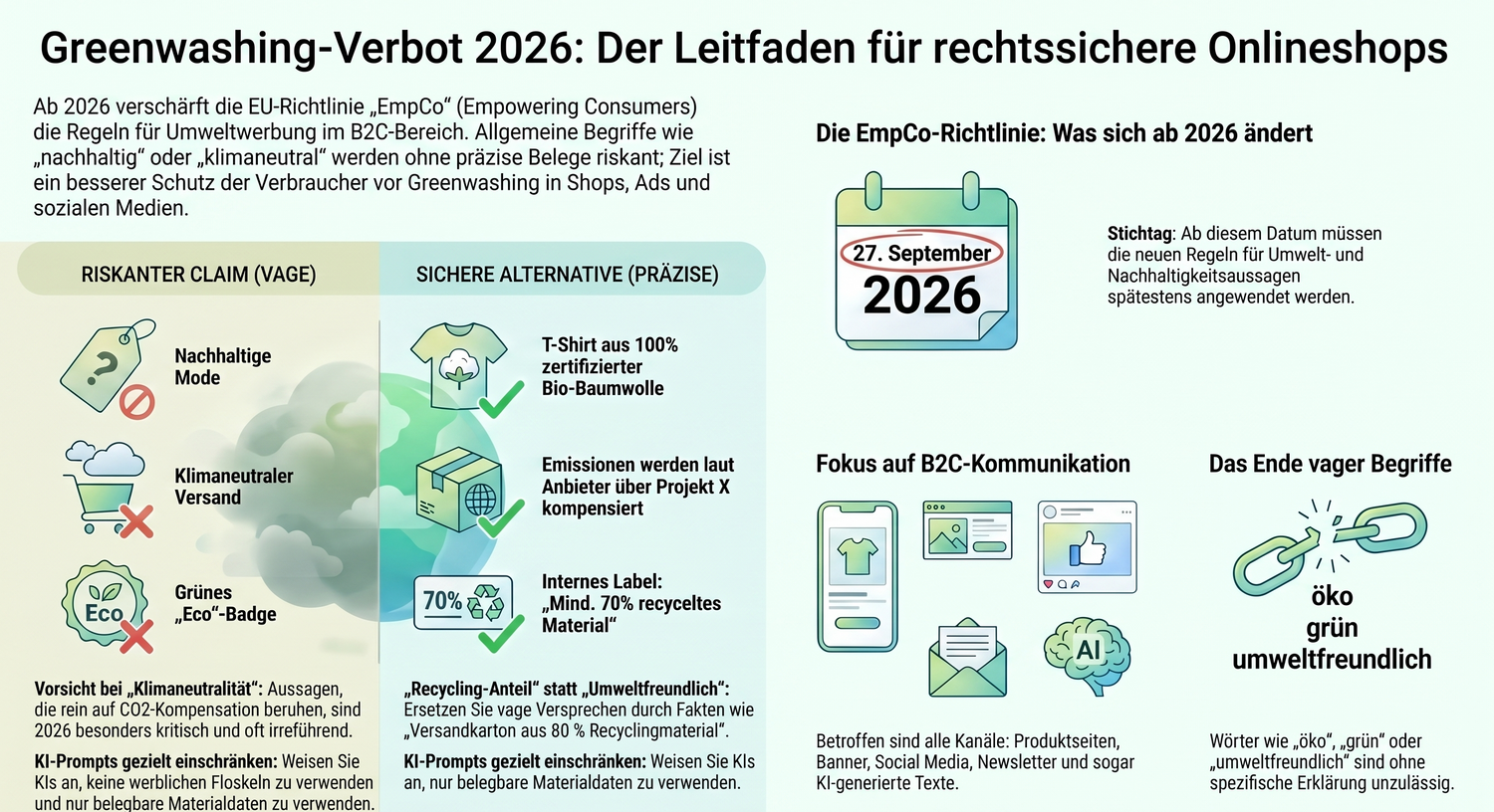 EmpCo-Richtlinie: Greenwashing-Verbot und Auswirkungen für Onlineshops