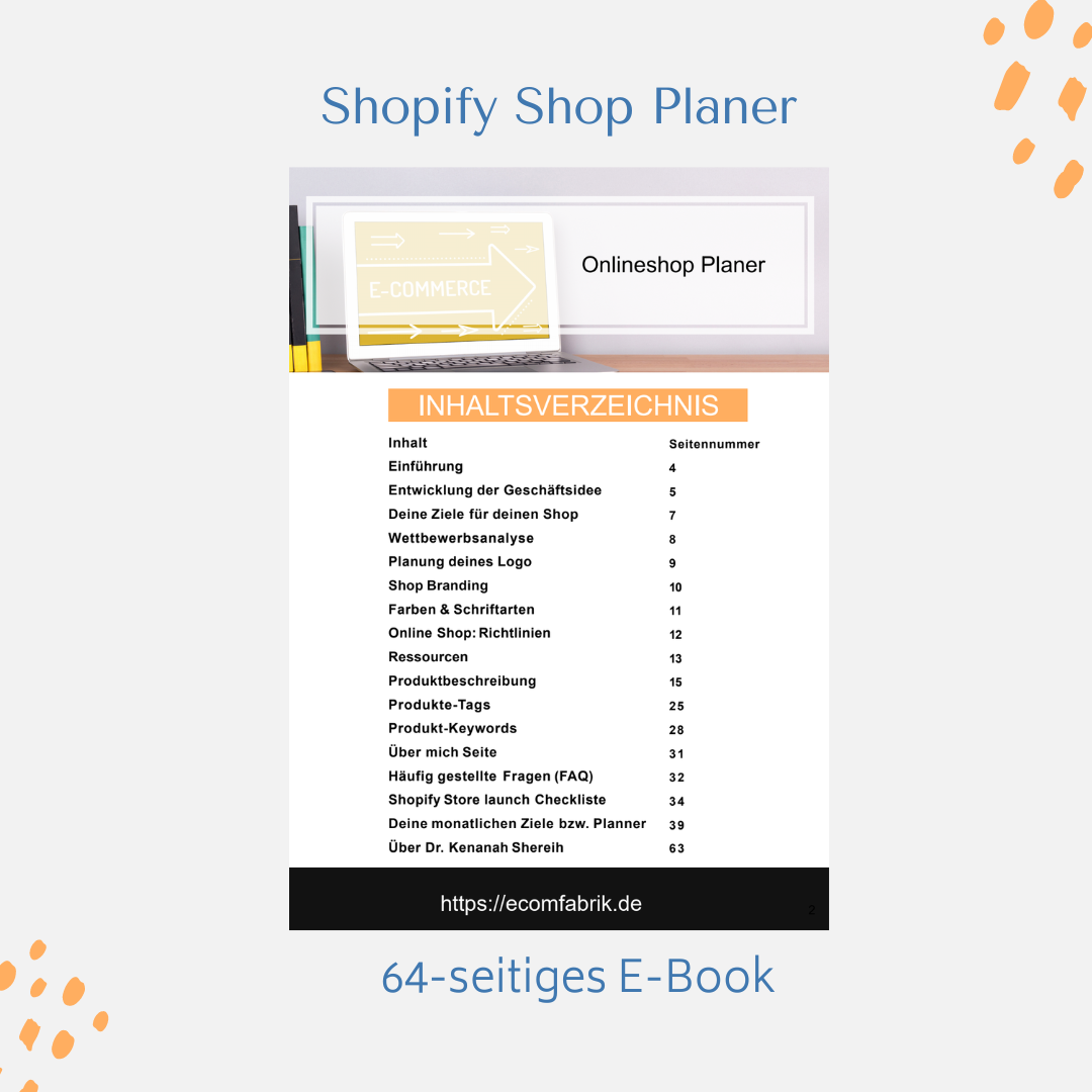 Shopify Shop Planer zum Ausdrucken | PDF ausfüllbar