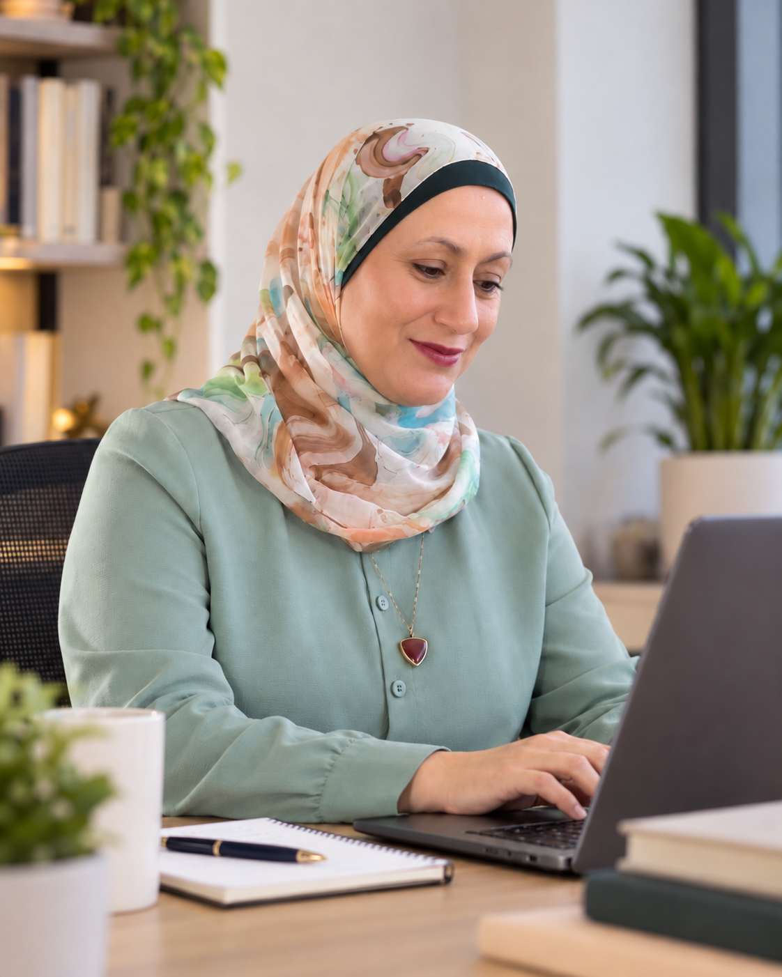 Porträt von Dr. Kenanah Shereih am Arbeitsplatz