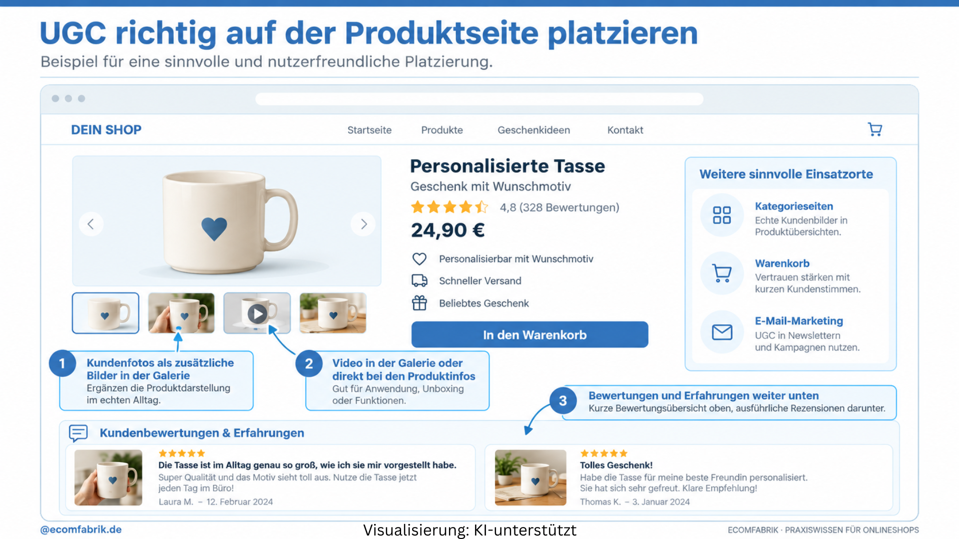 UGC auf Produktseite richtig platzieren, ecomfabrik UGC auf Produktseite richtig platzieren, ecomfabrik